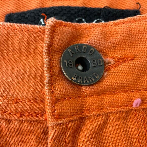 AKOO Shorts Mens Size 42 Orange Standard Fit distressed 11.5” inseam - Picture 2 of 12